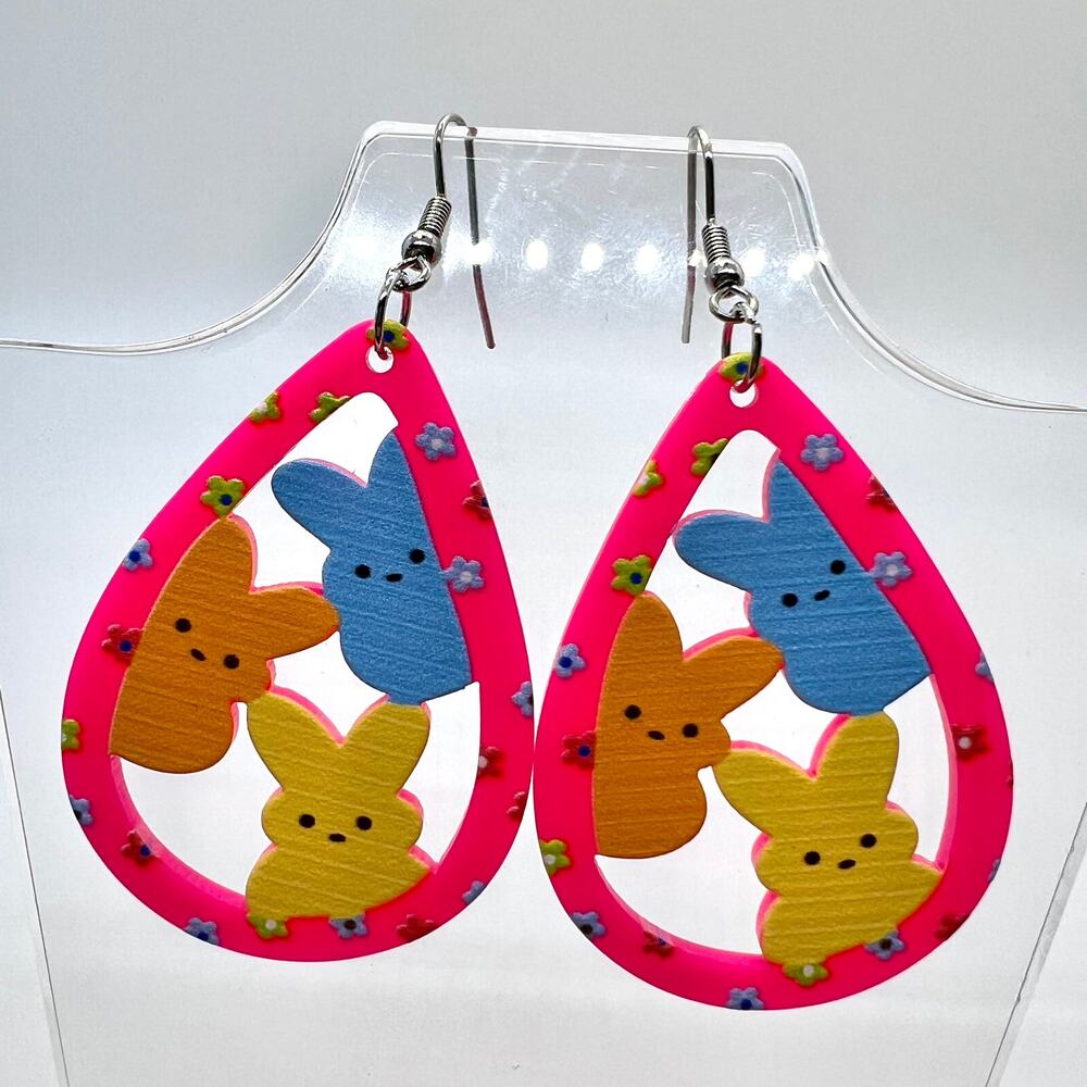 Peeps Earrings - Easter Earrings - Bunny Earrings - Rabbit Earrings - Spring Ear